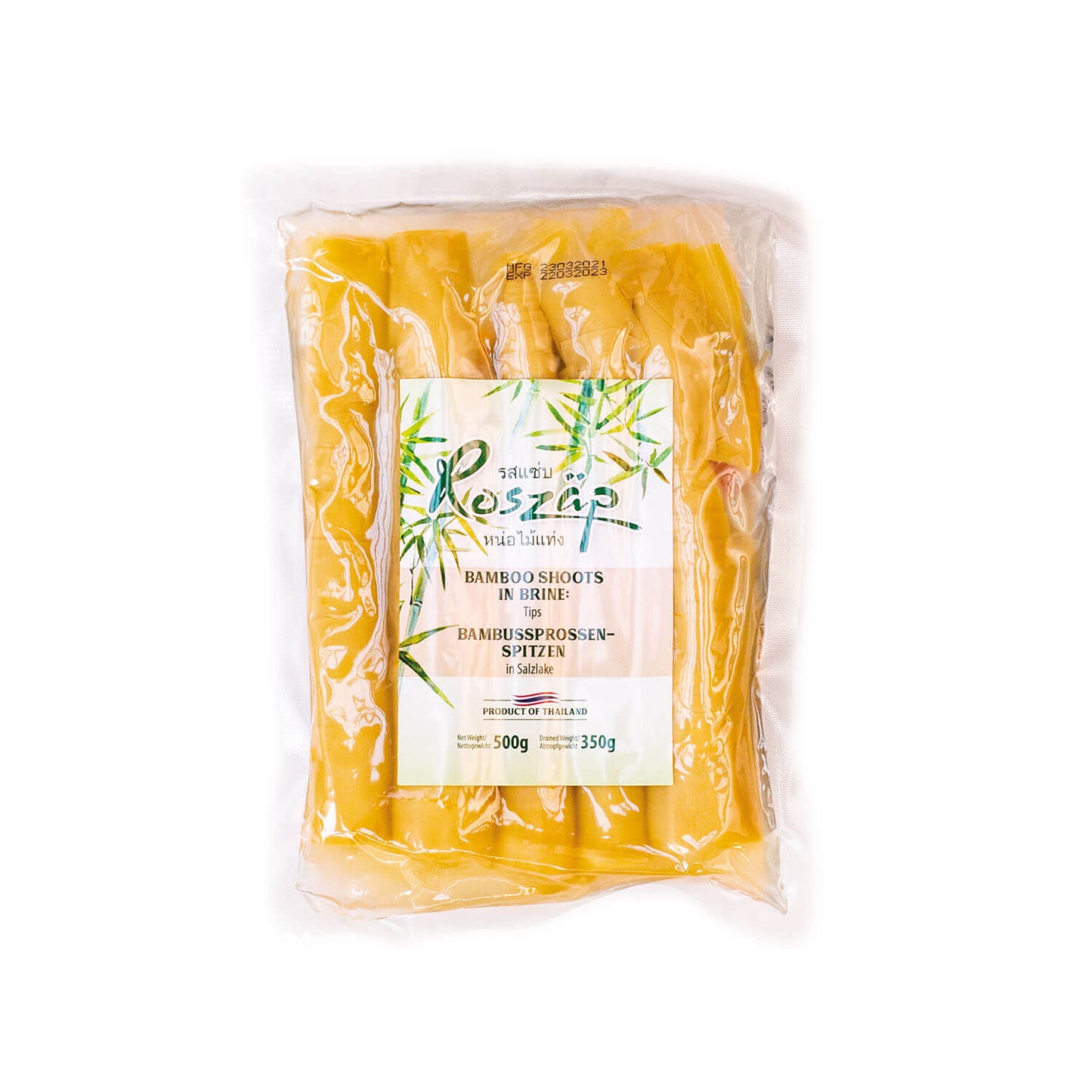 Roszäp – Bambussprossenspitzen in Salzlake 500g Packung